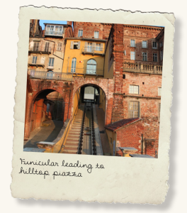 Funicular leading to hilltop piazza.